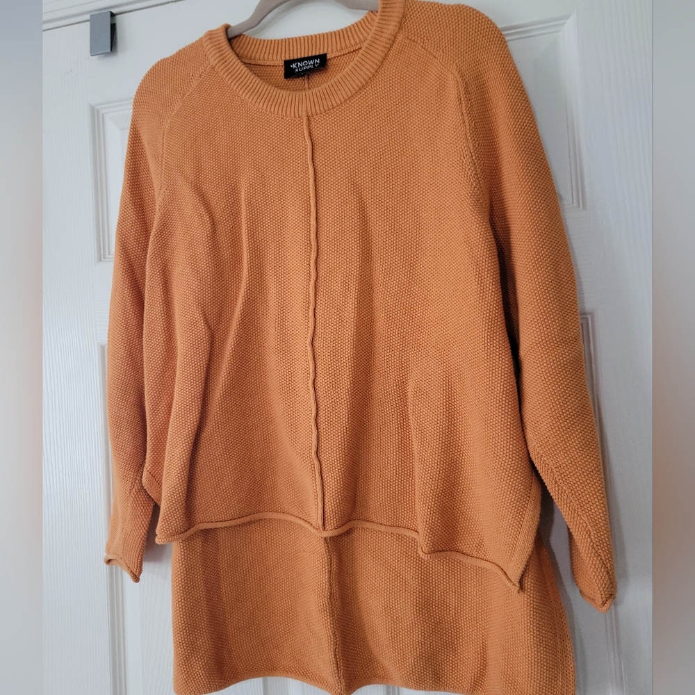 Known Supply Womens High Low Cotton Crew Sweater Organic Cotton Lagenlook